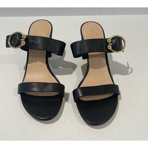 STUART WEITZMAN BELINDA BLOCK LEATHER STRAP SLIDE SANDAL MULE BLACK SIZE 7.5 - Picture 7 of 12